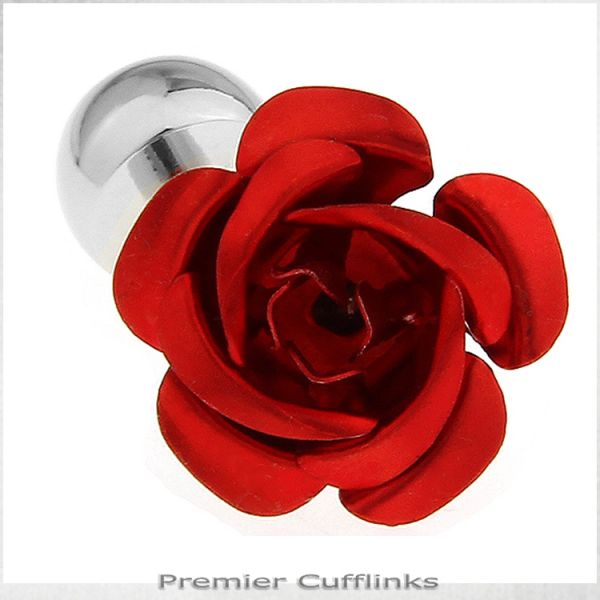 RED FLORAL STUD CUFFLINKS