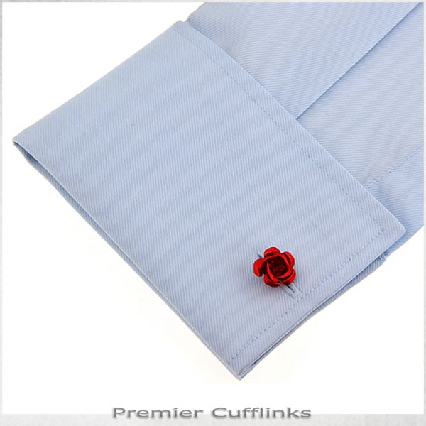 RED FLORAL STUD CUFFLINKS