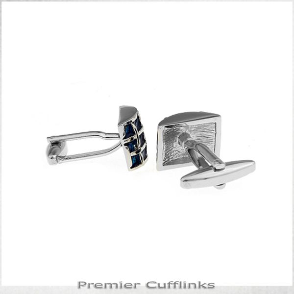 ROUNDED AZURE BLUE QUADRANTS CUFFLINKS