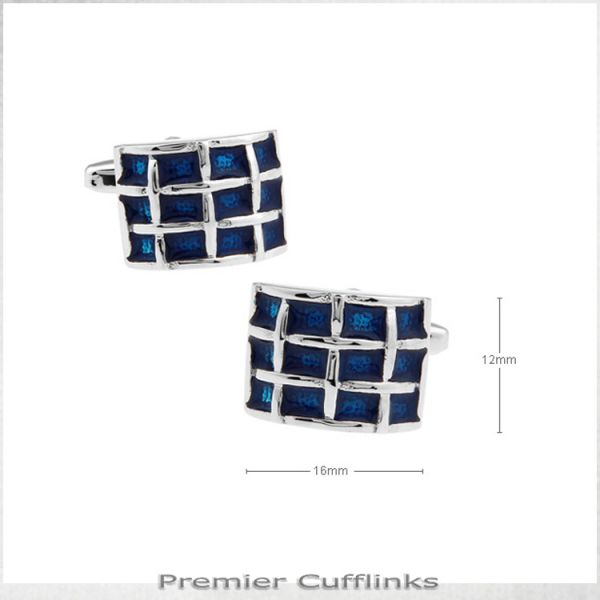 ROUNDED AZURE BLUE QUADRANTS CUFFLINKS