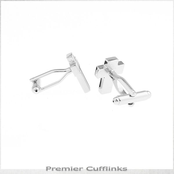 SILVER AND BLACK CROSS CUFFLINKS