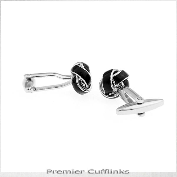 SILVER AND BLACK KNOT CUFFLINKS