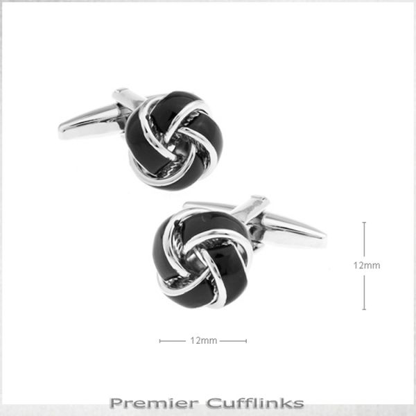 SILVER AND BLACK KNOT CUFFLINKS