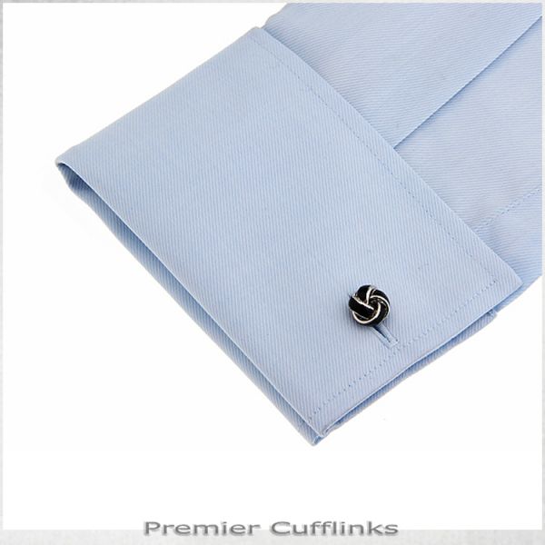 SILVER AND BLACK KNOT CUFFLINKS