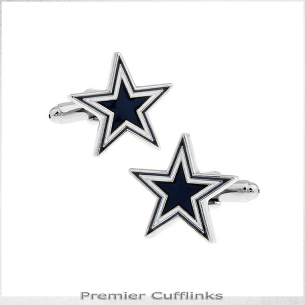 SILVER AND BLACK STAR CUFFLINKS