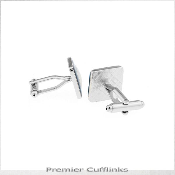 SILVER AND COBALT SQUARES CUFFLINKS