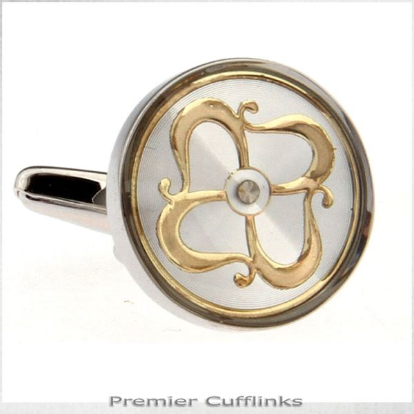 SILVER AND GOLD ANTIQUE DESIGN CUFFLINKS