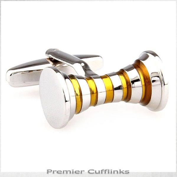 SILVER AND GOLD HOURGLASS CUFFLINKS