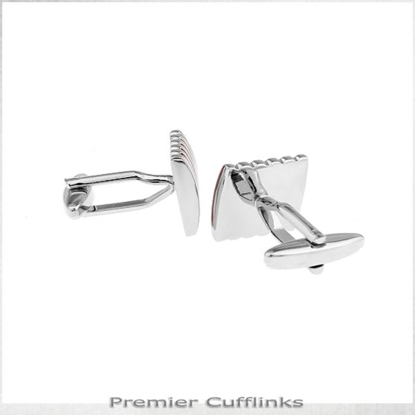 SILVER AND PINK RIBS CUFFLINKS