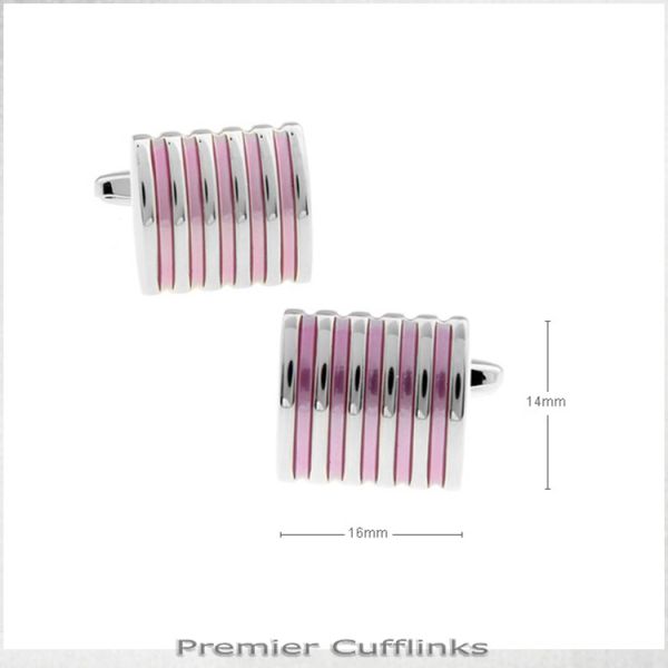 SILVER AND PINK RIBS CUFFLINKS