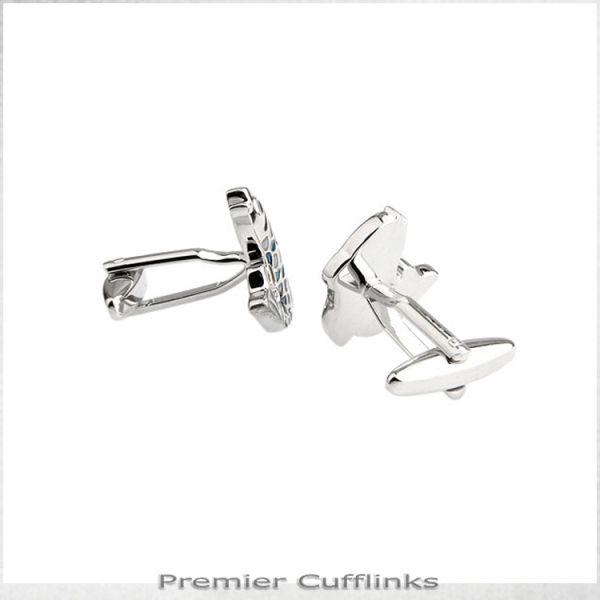 SILVER AND TURQUOISE FISH CUFFLINKS