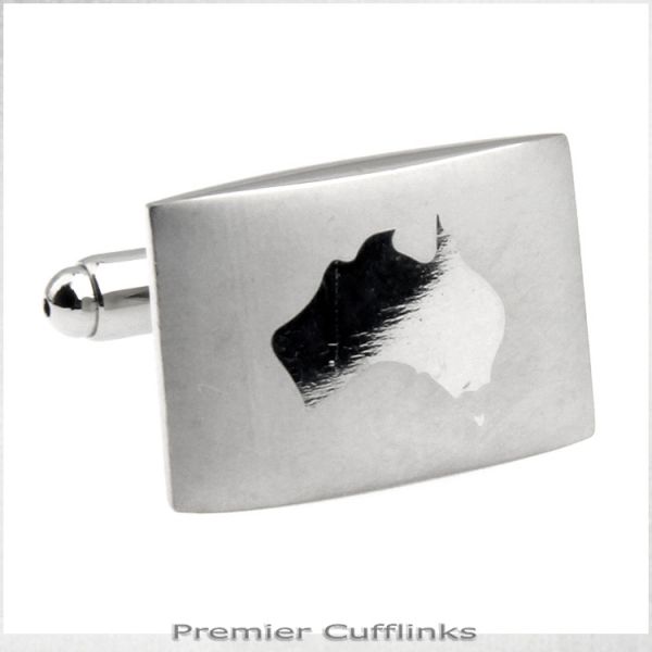 SILVER AUSTRALIA INSET CUFFLINKS
