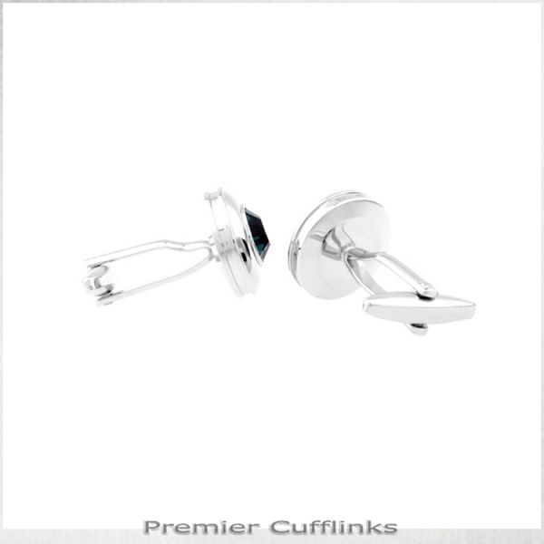 SILVER CIRCLE WITH BLACK INSET CUFFLINKS