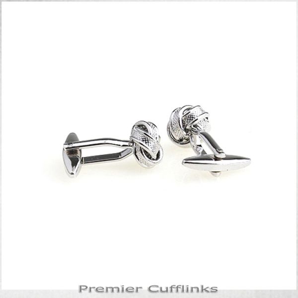 SILVER RIBBED KNOT CUFFLINKS
