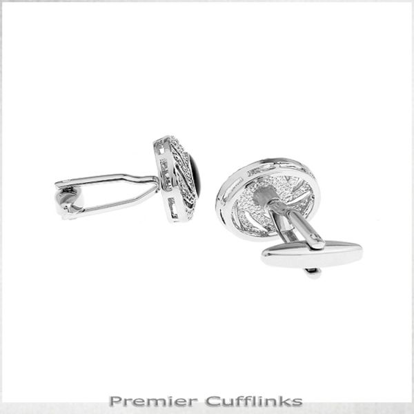 SILVER TWIST WITH BLACK INSET CUFFLINKS
