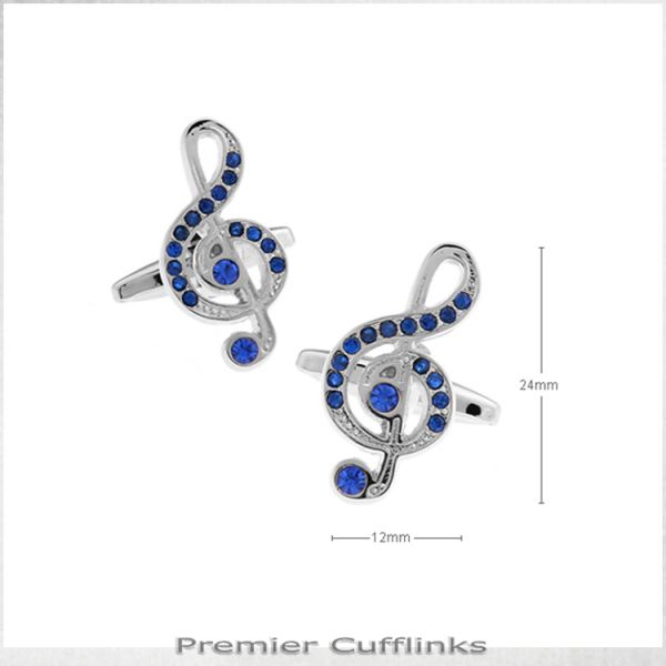 SILVER WITH BLUE TREBLE CLEF CUFFLINKS