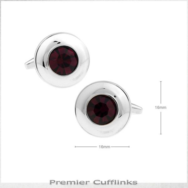 SILVER WITH BURGUNDY INSET CUFFLINKS