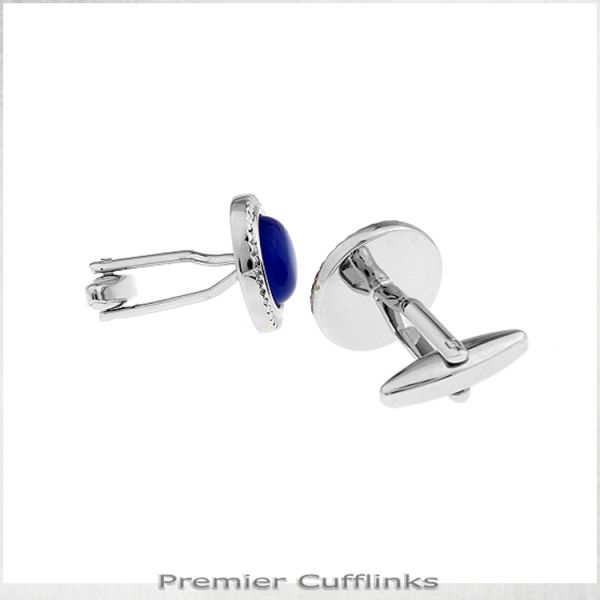 SILVER WITH ELECTRIC BLUE INSET CUFFLINKS