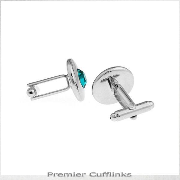SILVER WITH JADE INSET CUFFLINKS