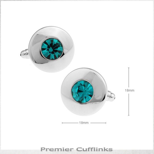 SILVER WITH JADE INSET CUFFLINKS