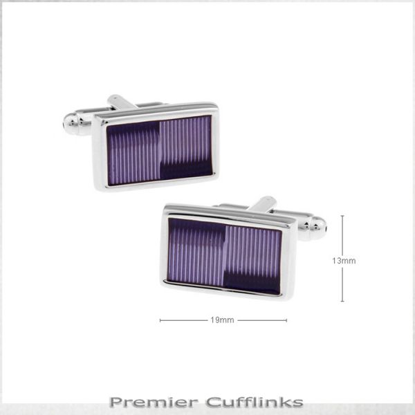 SILVER WITH PURPLE THIN STRIPES CUFFLINKS