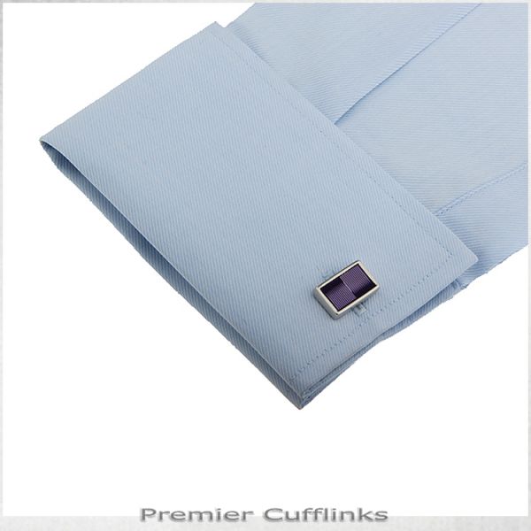 SILVER WITH PURPLE THIN STRIPES CUFFLINKS