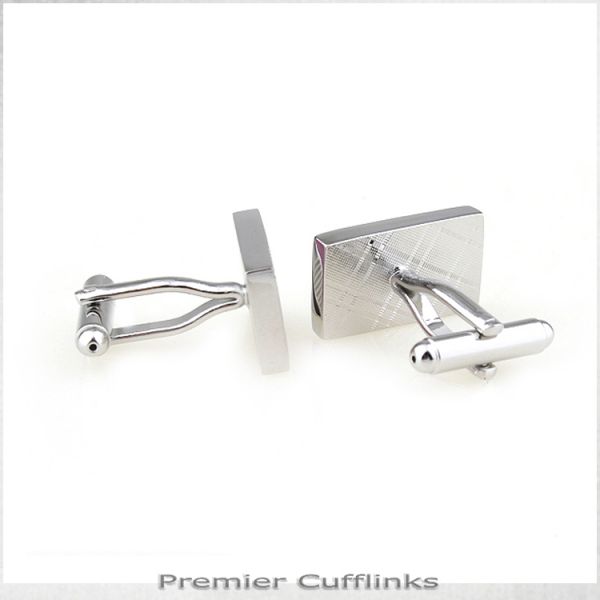 SILVER WITH RED AND PINK DIAGONAL STRIPES CUFFLINKS