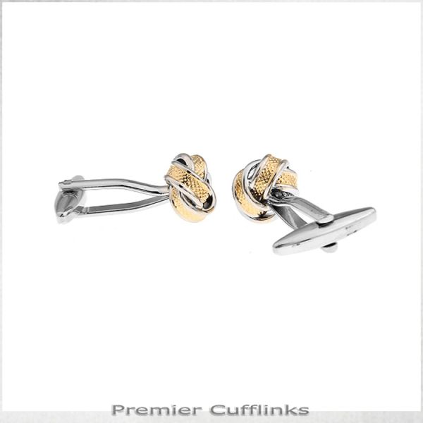 SILVER WITH RIBBED GOLD KNOT CUFFLINKS