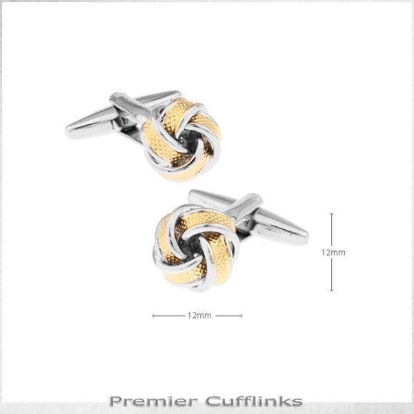 SILVER WITH RIBBED GOLD KNOT CUFFLINKS