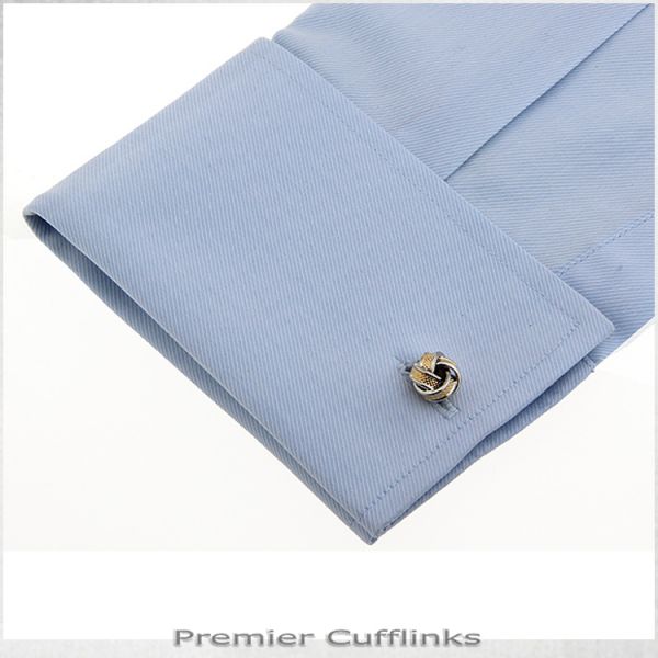 SILVER WITH RIBBED GOLD KNOT CUFFLINKS