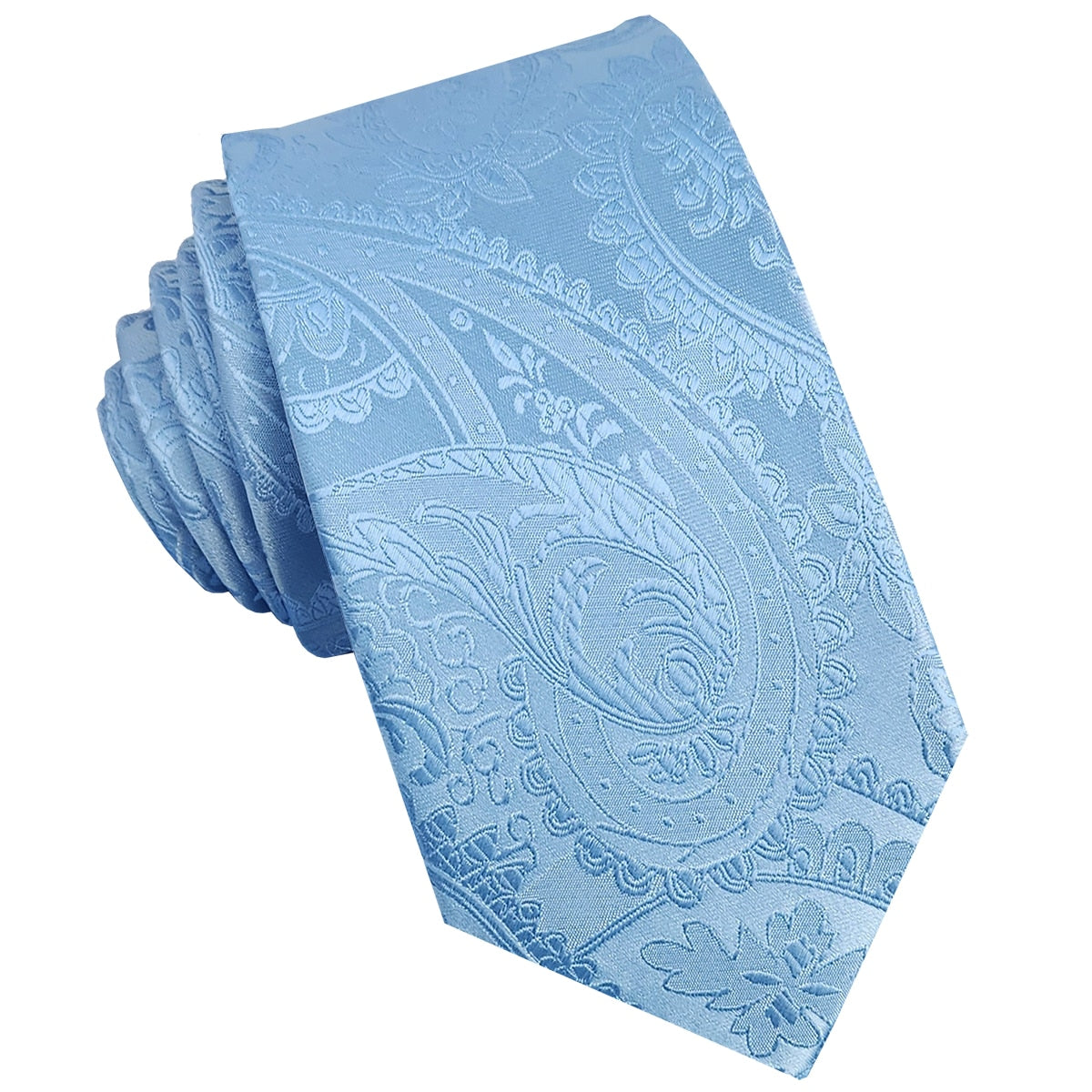 Mens Sky Blue Paisley Slim Tie