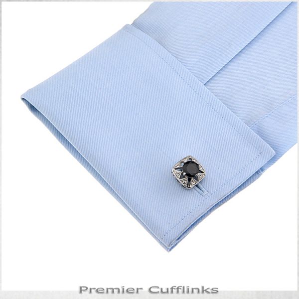STAR BORDER WITH BLACK INSET CUFFLINKS
