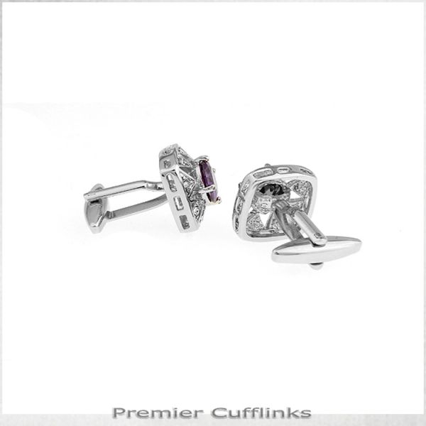 STAR BORDER WITH PURPLE CRYSTAL INSET CUFFLINKS