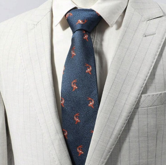 Teal with Goldfish Mens Tie
