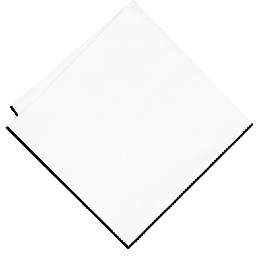 White with Dark Blue Trim Pocket Square
