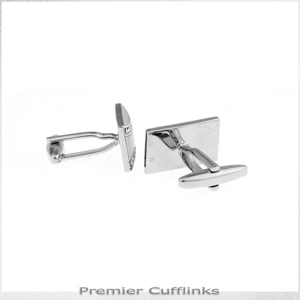 CURVED DIAMANTE STUD CUFFLINKS