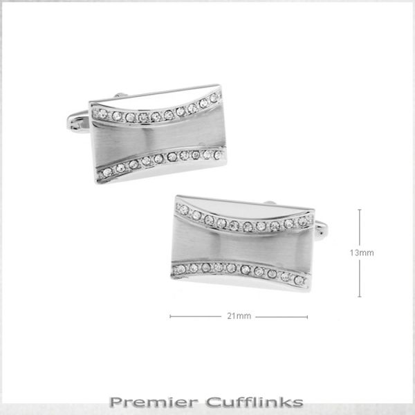 CURVED DIAMANTE STUD CUFFLINKS