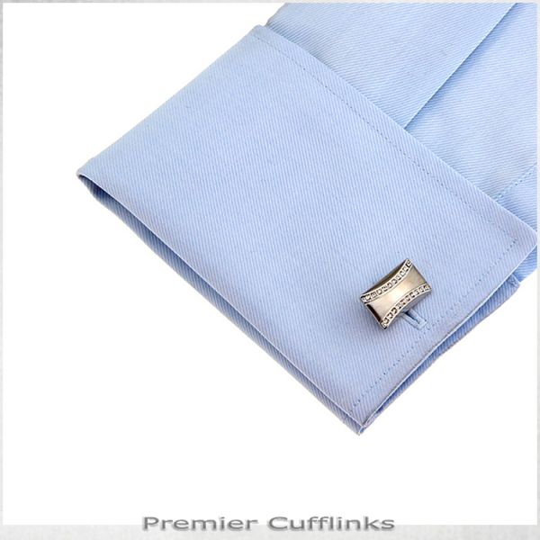 CURVED DIAMANTE STUD CUFFLINKS