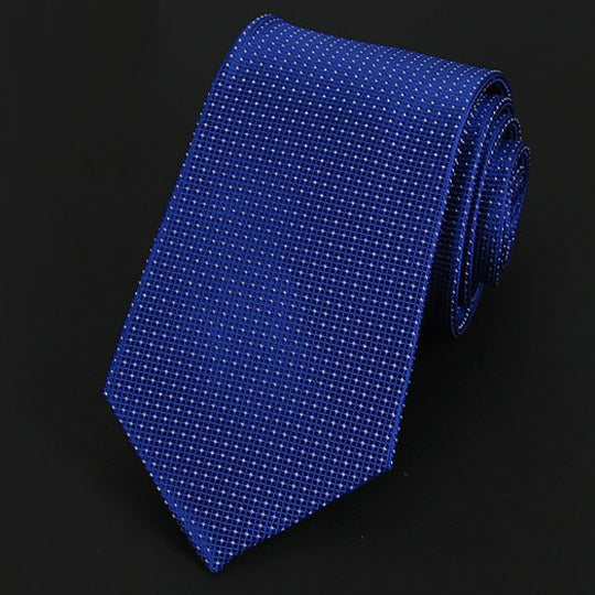 Mid Blue Check Pattern Silk Tie