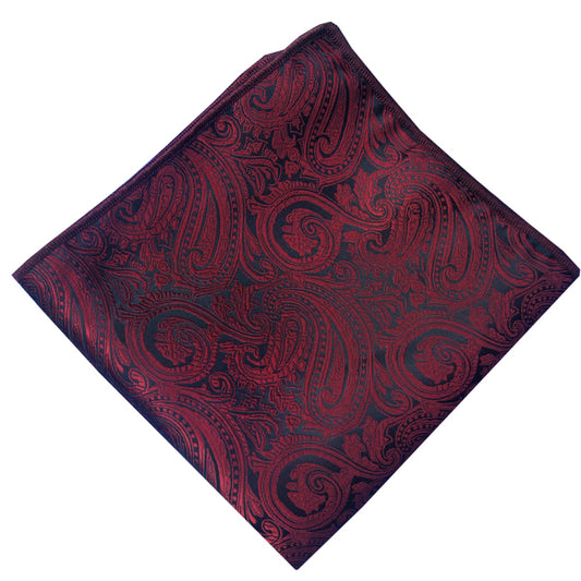 Burgundy & Black Paisley Pocket Square