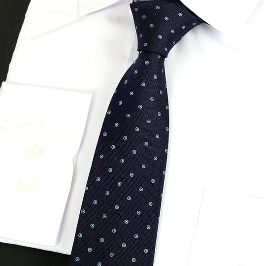 Dark Blue with Light Blue Rings Silk Tie 2