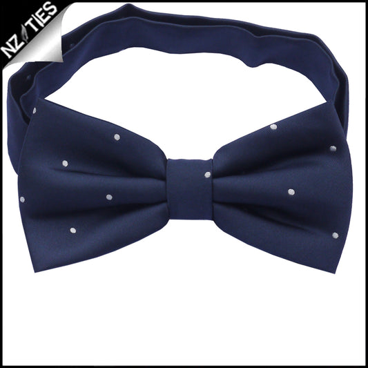 Midnight Blue Pin Dot Mens Bow Tie