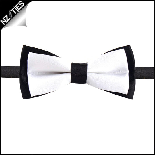 Boys White with Black Back Bow Tie