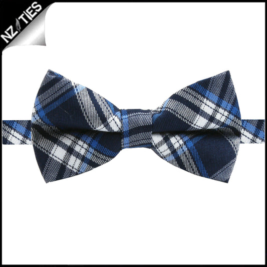 Boys Navy, Royal & White Plaid Bow Tie
