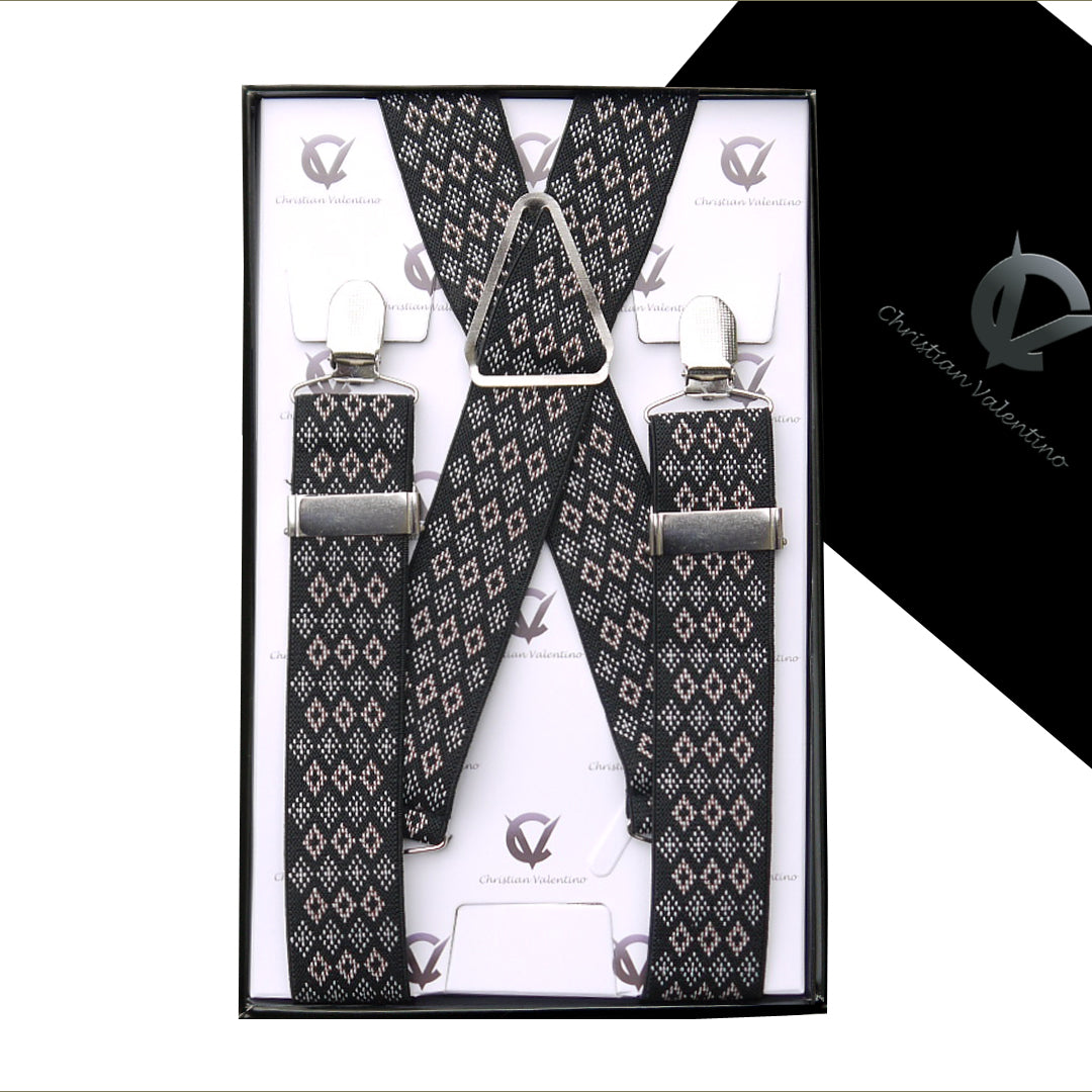 Black with White & Brown Diamonds 3.5X XL Braces