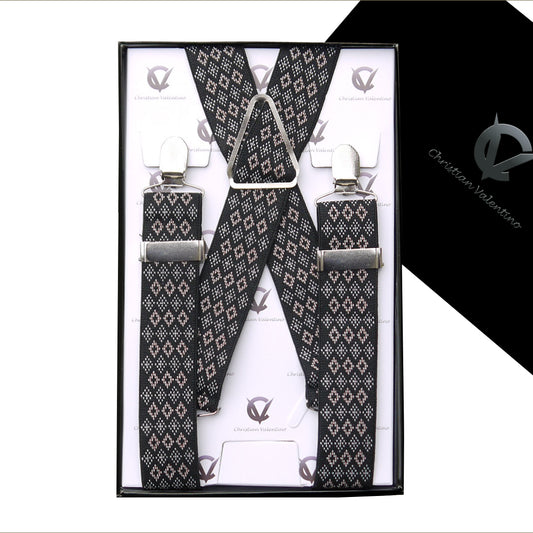 Black with White & Brown Diamonds 3.5X XL Braces