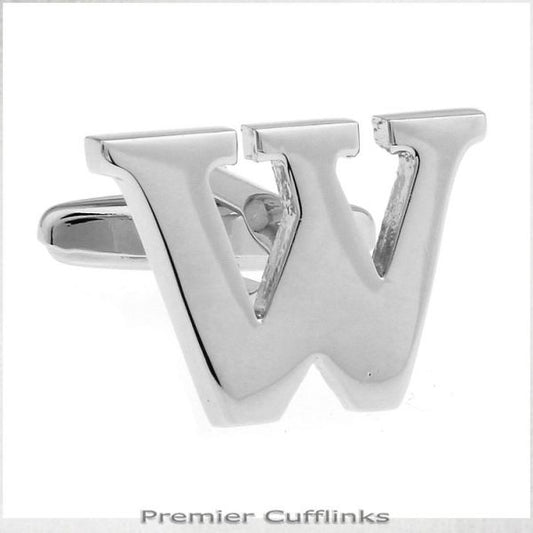 SINGLE INITIAL W SILVER CUFFLINK