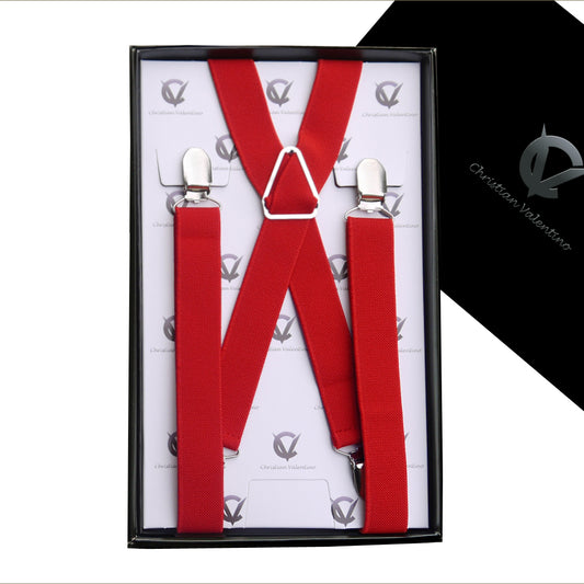 Red X2.5cm Men's Braces Suspenders