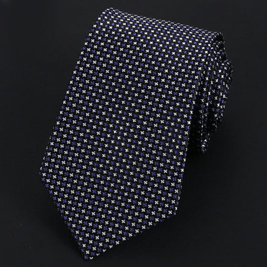 Black with Dark Blue & White Stars Silk Tie