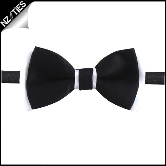 Boys Black with White Trim Bow Tie